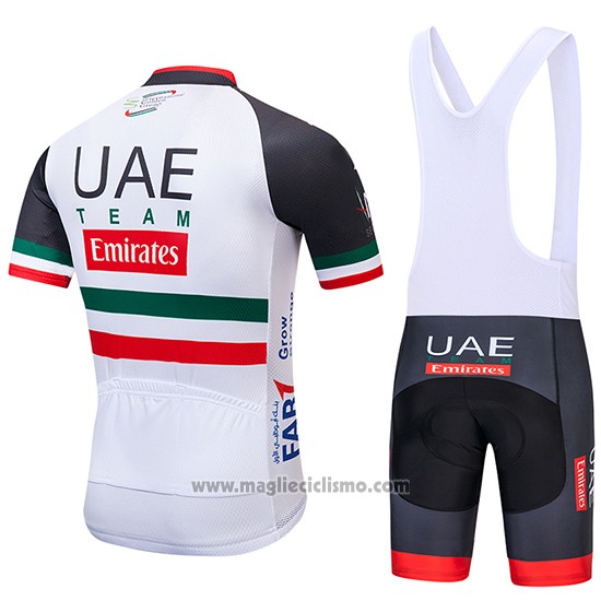 2019 Abbigliamento Ciclismo UCI Mondo Campione UAE Bianco Nero Rosso Manica Corta e Salopette